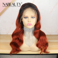 1B Orange Red Body Wave Lace Front Human Hair Wig Pre Plucked Hairline Brazilian Vrigin Wigs