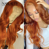 Ginger Orange Body Wave T Part Lace Front Human Hair Wig Pre Plucked Brazilian Vrigin Hair