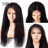 Kinky Straight Wig Front Lace Human Hair Wigs Brazilian  150 180 Density Human Hair Wig