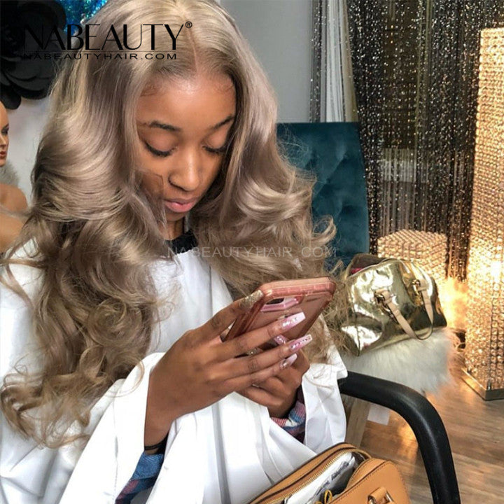 Ash blonde Highlight Ombre Lace Front Human Hair Wigs Pre  display picture 3