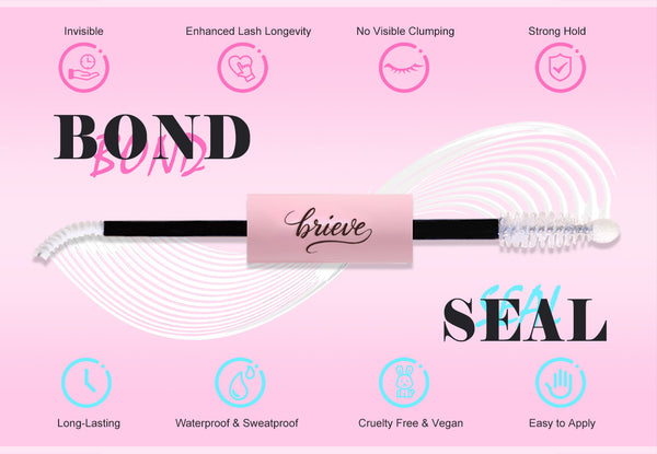 BRIEVE 2-in-1 Lash Bond & Seal Mascara – Long-Lasting Waterproof Vegan Mascaras with Adhesive for Cluster Lashes