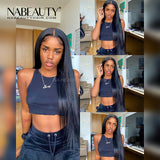 NABEAUTY 13x6 T Part Lace Wig Human Hair Lace Frontal Wigs PrePlucked Straight Vrigin Hair Swiss Lace