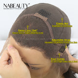 NABEAUTY  Deep Curly Skin Melt Front Lace Wig Front Lace Human Hair Wigs Pre Plucked Bleached Knots