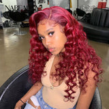 Burgundy 99J Lace Front Human Hair Wigs With Baby Hair Loose body wave Pre Plucked Hairline Brazilian Vrigin Wigs