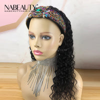 Headband Scarf Wig Water Wave Human Hair Wig No plucking wigs for womenNo Glue & No Sew In More hairs