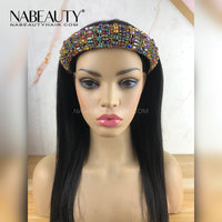 Straight Human Hair Brazilian Headband Wigs For Women Full Machine Made Wig No Glue No Gel