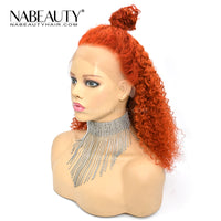 Ginger Orange  Deep Curly T part Lace Human Hair Wig Pre Plucked Brazilian Vrigin Hair