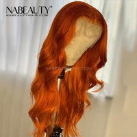 Ginger Orange Body Wave T Part Lace Front Human Hair Wig Pre Plucked Brazilian Vrigin Hair