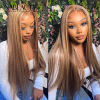 Highlight Mixed Color Piano Blonde T part Lace Front Wig Silky Straight Style