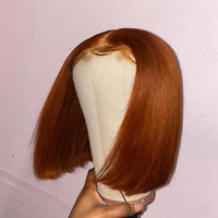 Ginger Orange BOB Front Lace Human Hair Wig Pre Plucked Brazilian Vrigin Hair