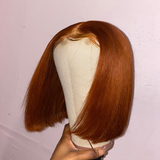 Ginger Orange BOB T Part Lace Front Human Hair Wig Pre Plucked Brazilian Vrigin Hair