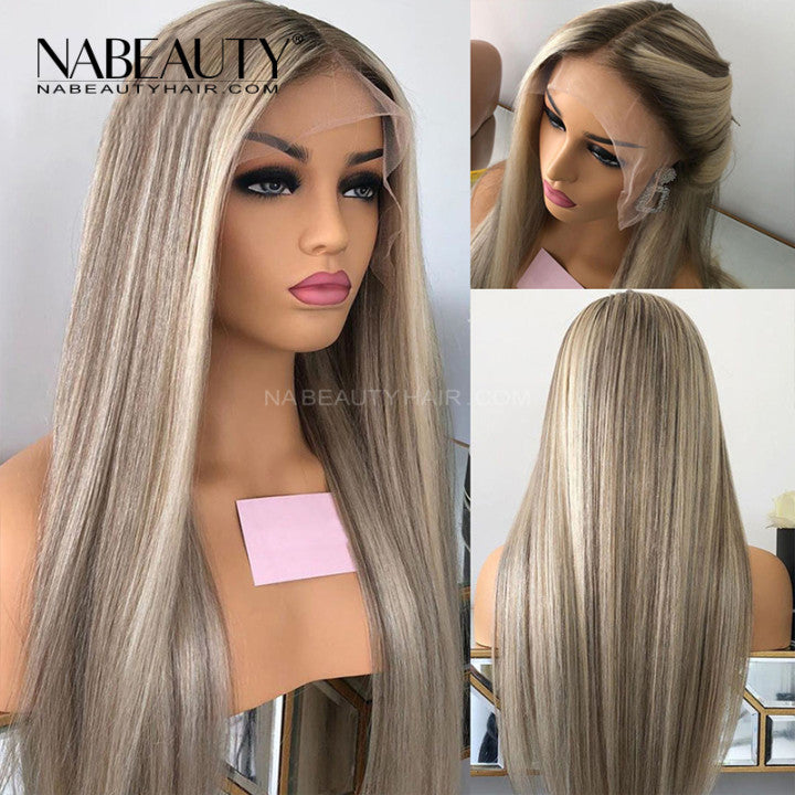 European Hair top Blonde ash ombrr Lace Fro