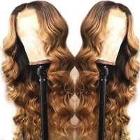 Honey Blonde 1B/27 Loose Wave Front Lace Human Hair Wigs With Baby Hair Pre Plucked Bleach Knots